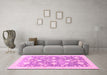 Machine Washable Oriental Pink Traditional Rug in a Living Room, wshabs3471pnk