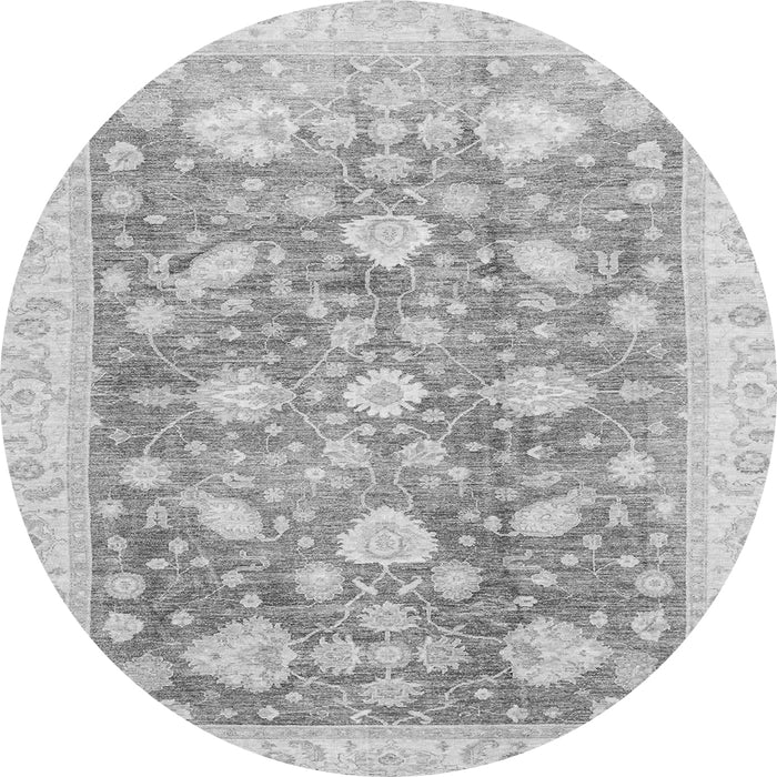 Round Machine Washable Oriental Gray Traditional Rug, wshabs3471gry