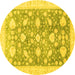 Round Oriental Yellow Traditional Rug, abs3471yw