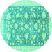 Round Oriental Turquoise Traditional Rug, abs3471turq