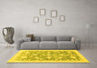 Machine Washable Oriental Yellow Traditional Rug in a Living Room, wshabs3471yw