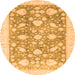 Round Oriental Orange Traditional Rug, abs3471org