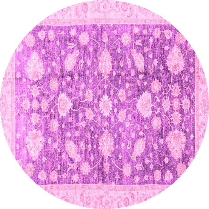 Round Oriental Pink Traditional Rug, abs3471pnk