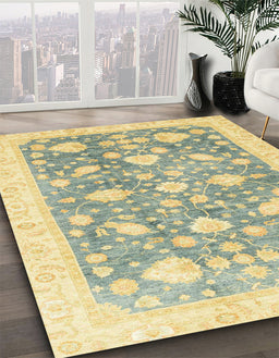 Machine Washable Abstract Mustard Yellow Rug in a Family Room, wshabs3471