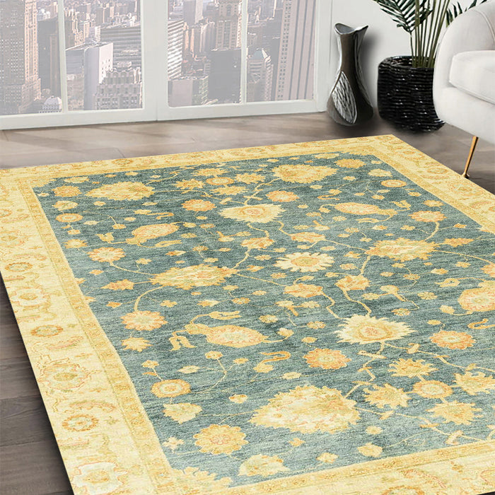 Machine Washable Abstract Mustard Yellow Rug in a Family Room, wshabs3471