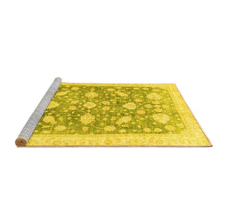 Sideview of Machine Washable Oriental Yellow Traditional Rug, wshabs3471yw