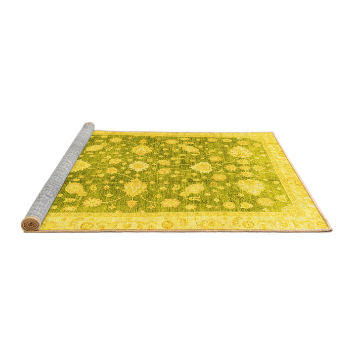 Sideview of Machine Washable Oriental Yellow Traditional Rug, wshabs3471yw