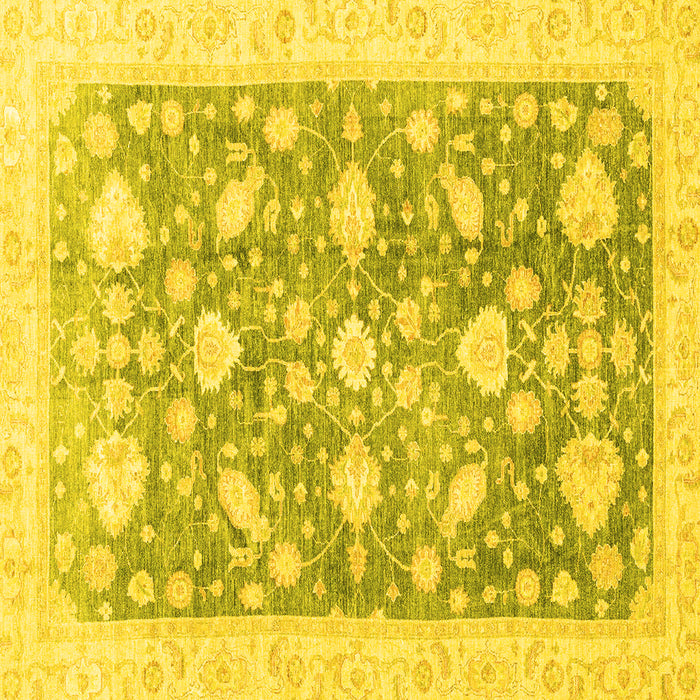 Square Machine Washable Oriental Yellow Traditional Rug, wshabs3471yw