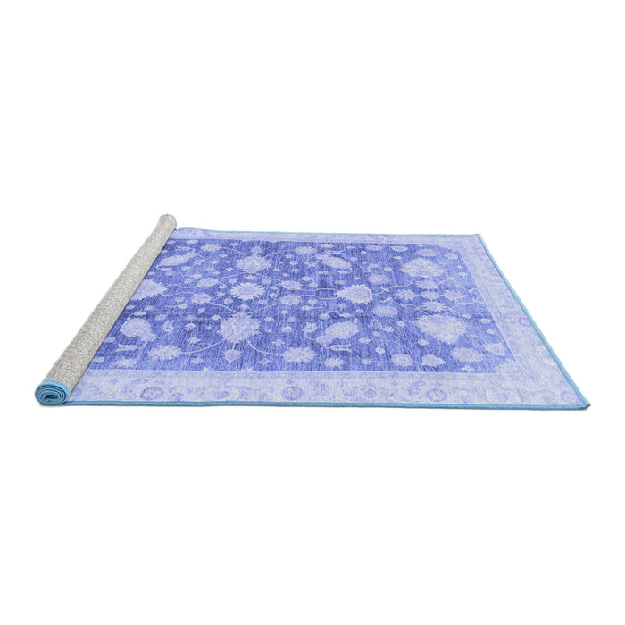 Sideview of Machine Washable Oriental Blue Traditional Rug, wshabs3471blu