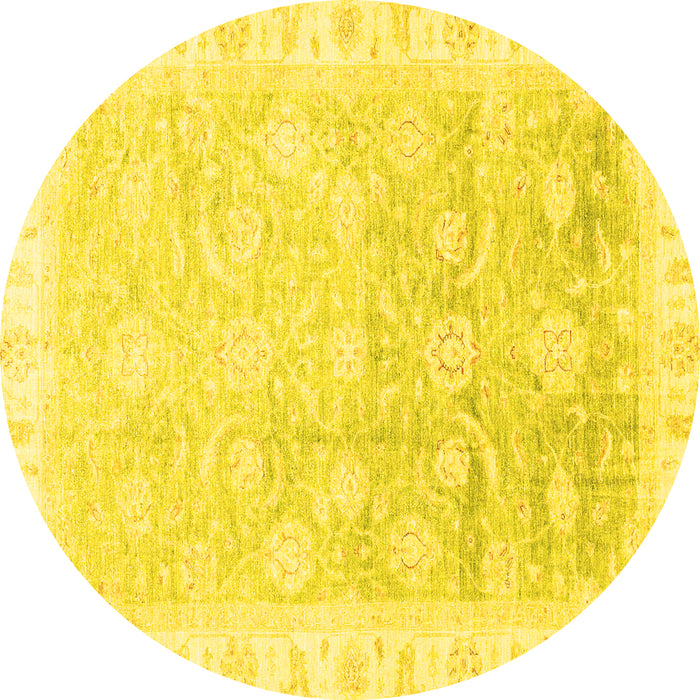 Round Oriental Yellow Traditional Rug, abs3472yw