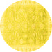 Round Oriental Yellow Traditional Rug, abs3472yw