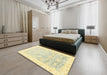 Machine Washable Abstract Sun Yellow Rug in a Bedroom, wshabs3472