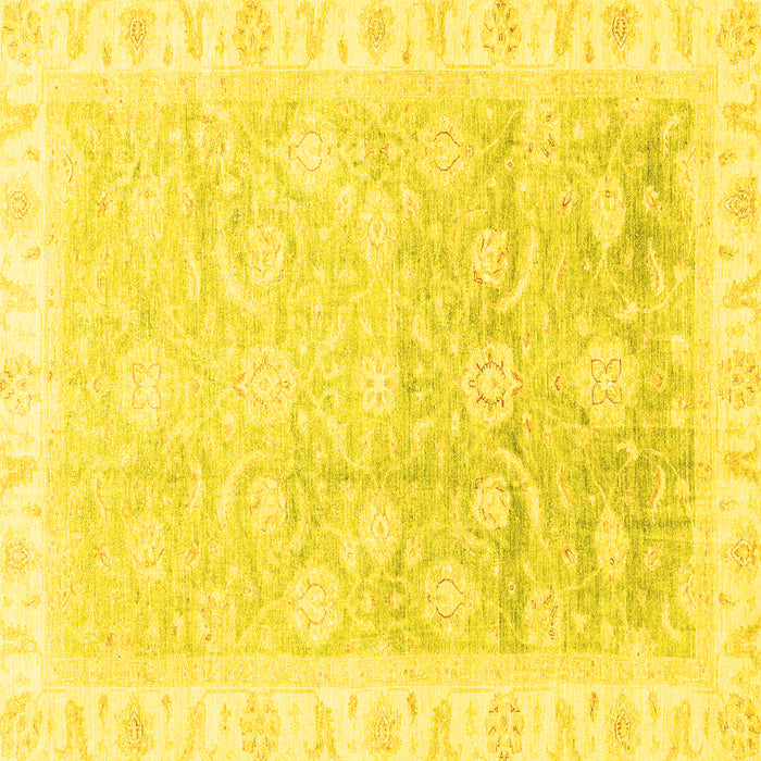 Square Machine Washable Oriental Yellow Traditional Rug, wshabs3472yw