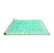 Sideview of Machine Washable Oriental Turquoise Traditional Area Rugs, wshabs3472turq