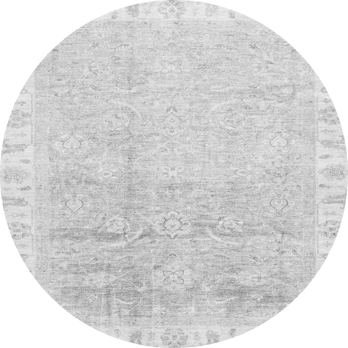 Round Machine Washable Oriental Gray Traditional Rug, wshabs3472gry