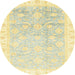 Round Abstract Sun Yellow Oriental Rug, abs3472