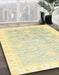 Abstract Sun Yellow Oriental Rug in Family Room, abs3472