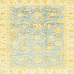 Square Abstract Sun Yellow Oriental Rug, abs3472
