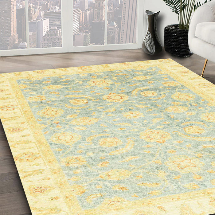 Machine Washable Abstract Sun Yellow Rug in a Family Room, wshabs3472