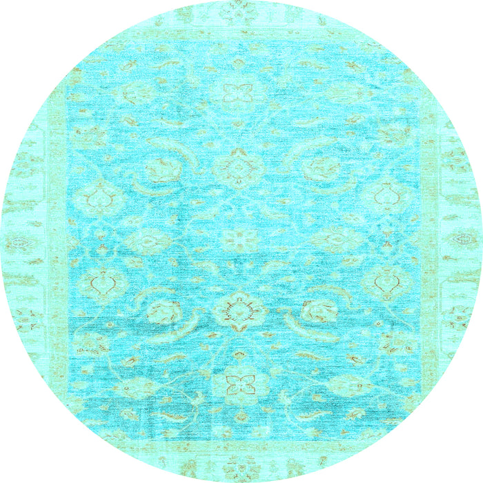 Round Oriental Light Blue Traditional Rug, abs3472lblu