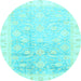 Round Oriental Light Blue Traditional Rug, abs3472lblu