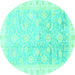 Round Oriental Turquoise Traditional Rug, abs3472turq