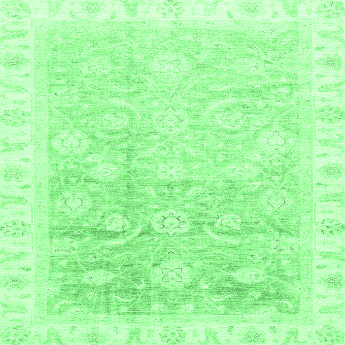 Square Machine Washable Oriental Emerald Green Traditional Area Rugs, wshabs3472emgrn