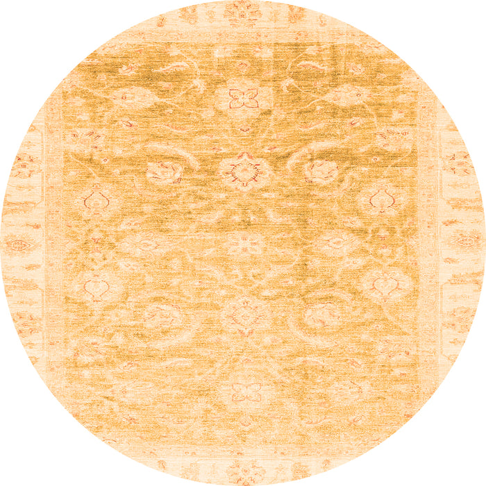 Round Oriental Orange Traditional Rug, abs3472org