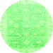 Round Oriental Green Traditional Rug, abs3472grn