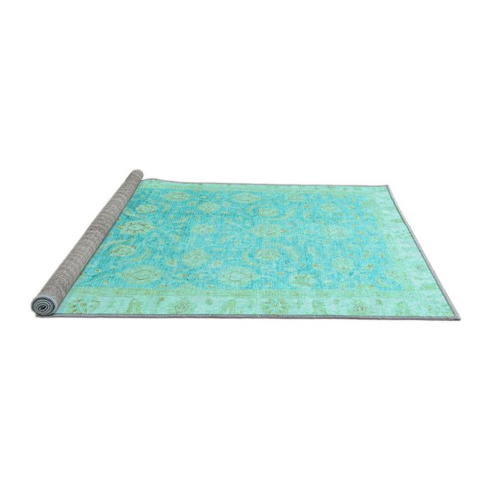 Sideview of Machine Washable Oriental Light Blue Traditional Rug, wshabs3472lblu
