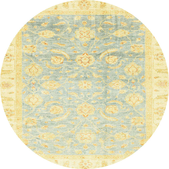 Round Machine Washable Abstract Sun Yellow Rug, wshabs3472
