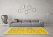 Machine Washable Abstract Yellow Modern Rug in a Living Room, wshabs3473yw