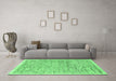 Machine Washable Abstract Emerald Green Modern Area Rugs in a Living Room,, wshabs3473emgrn