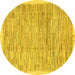 Round Abstract Yellow Modern Rug, abs3473yw