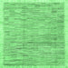 Square Machine Washable Abstract Emerald Green Modern Area Rugs, wshabs3473emgrn