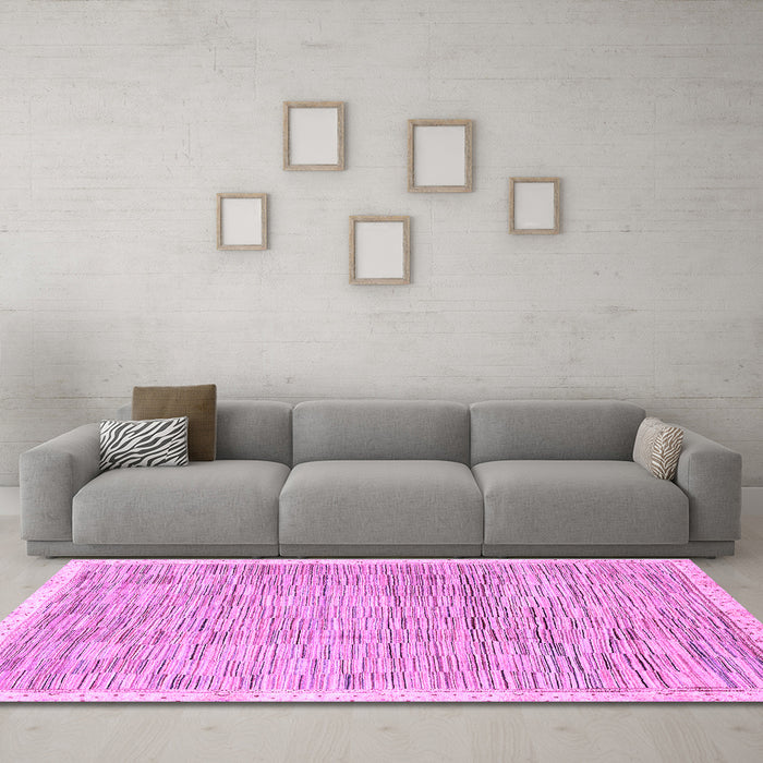 Machine Washable Abstract Purple Modern Area Rugs in a Living Room, wshabs3473pur