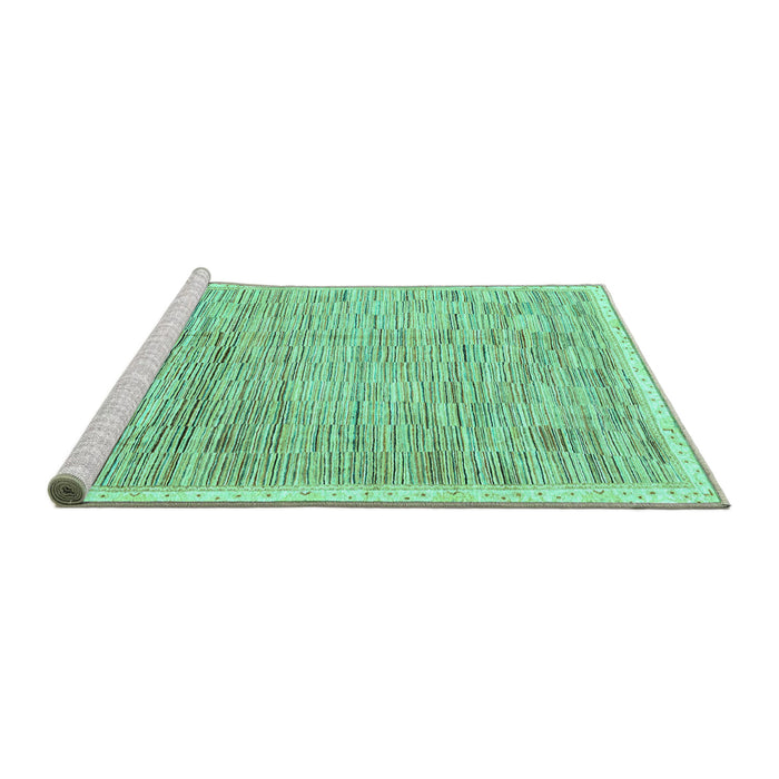 Sideview of Machine Washable Abstract Turquoise Modern Area Rugs, wshabs3473turq