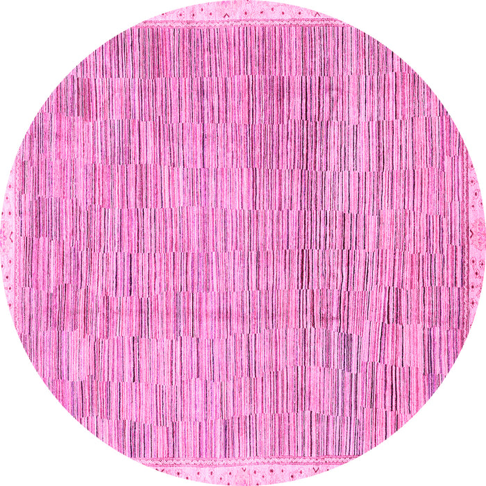 Round Abstract Pink Modern Rug, abs3473pnk