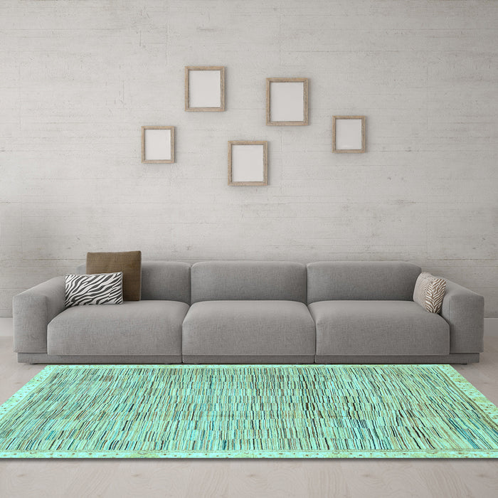 Machine Washable Abstract Light Blue Modern Rug in a Living Room, wshabs3473lblu