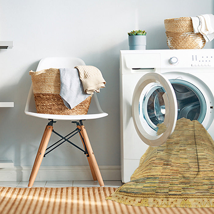 Machine Washable Abstract Cinnamon Brown Rug in a Washing Machine, wshabs3473