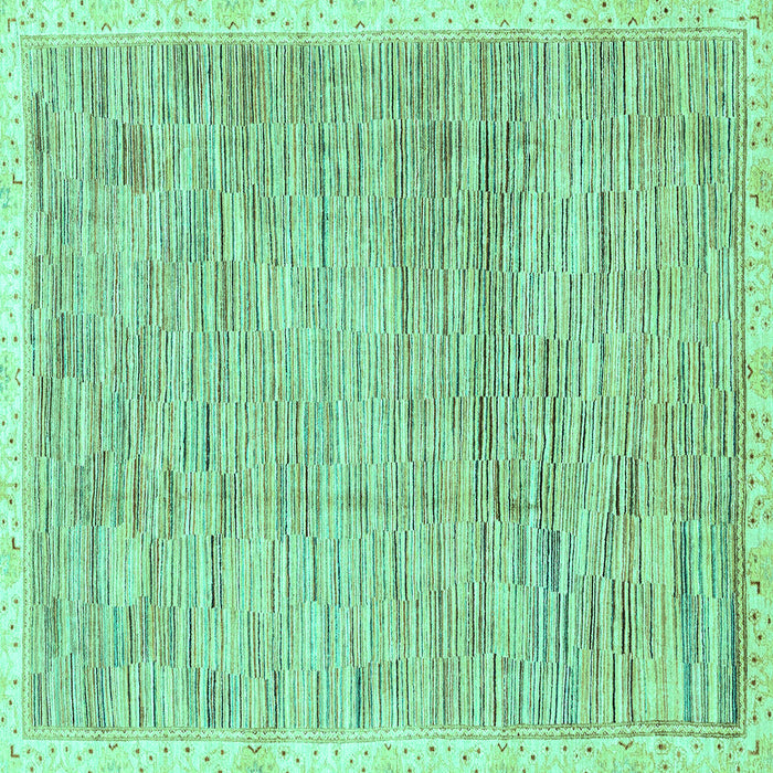 Square Machine Washable Abstract Turquoise Modern Area Rugs, wshabs3473turq