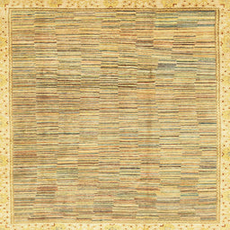 Square Machine Washable Abstract Cinnamon Brown Rug, wshabs3473