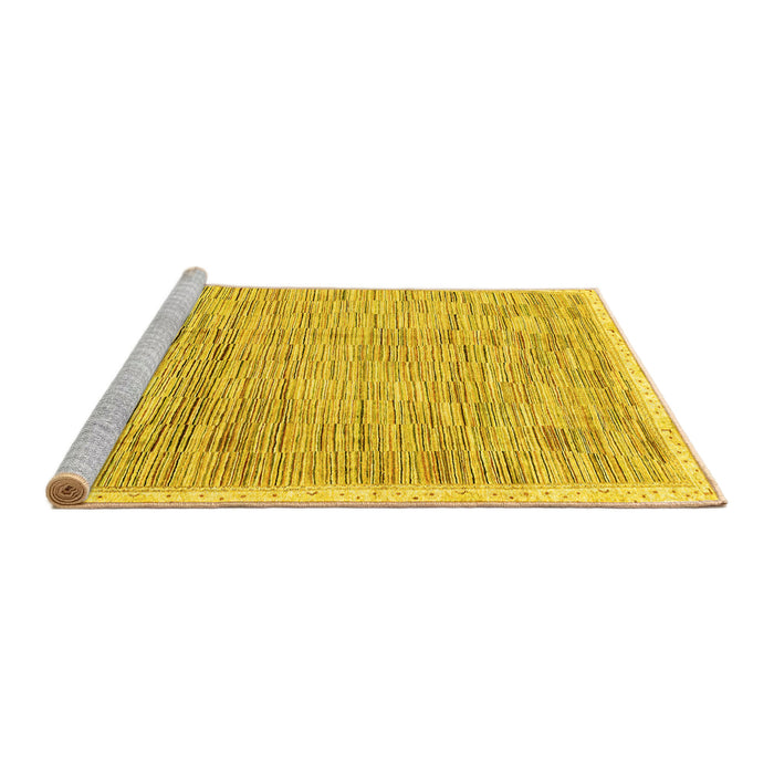 Sideview of Machine Washable Abstract Yellow Modern Rug, wshabs3473yw