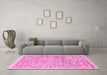 Machine Washable Abstract Pink Modern Rug in a Living Room, wshabs3473pnk