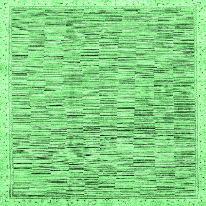 Square Abstract Emerald Green Modern Rug, abs3473emgrn