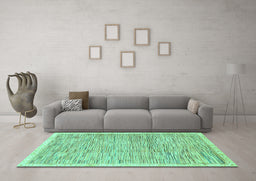 Machine Washable Abstract Turquoise Modern Area Rugs in a Living Room,, wshabs3473turq