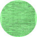 Round Abstract Emerald Green Modern Rug, abs3473emgrn