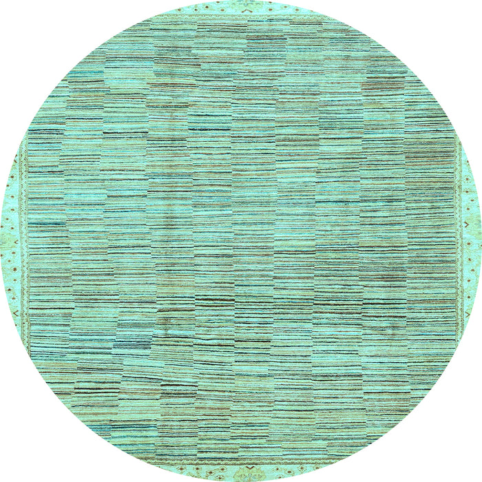 Round Abstract Light Blue Modern Rug, abs3473lblu