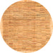 Round Machine Washable Abstract Orange Modern Area Rugs, wshabs3473org