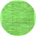 Round Machine Washable Abstract Green Modern Area Rugs, wshabs3473grn